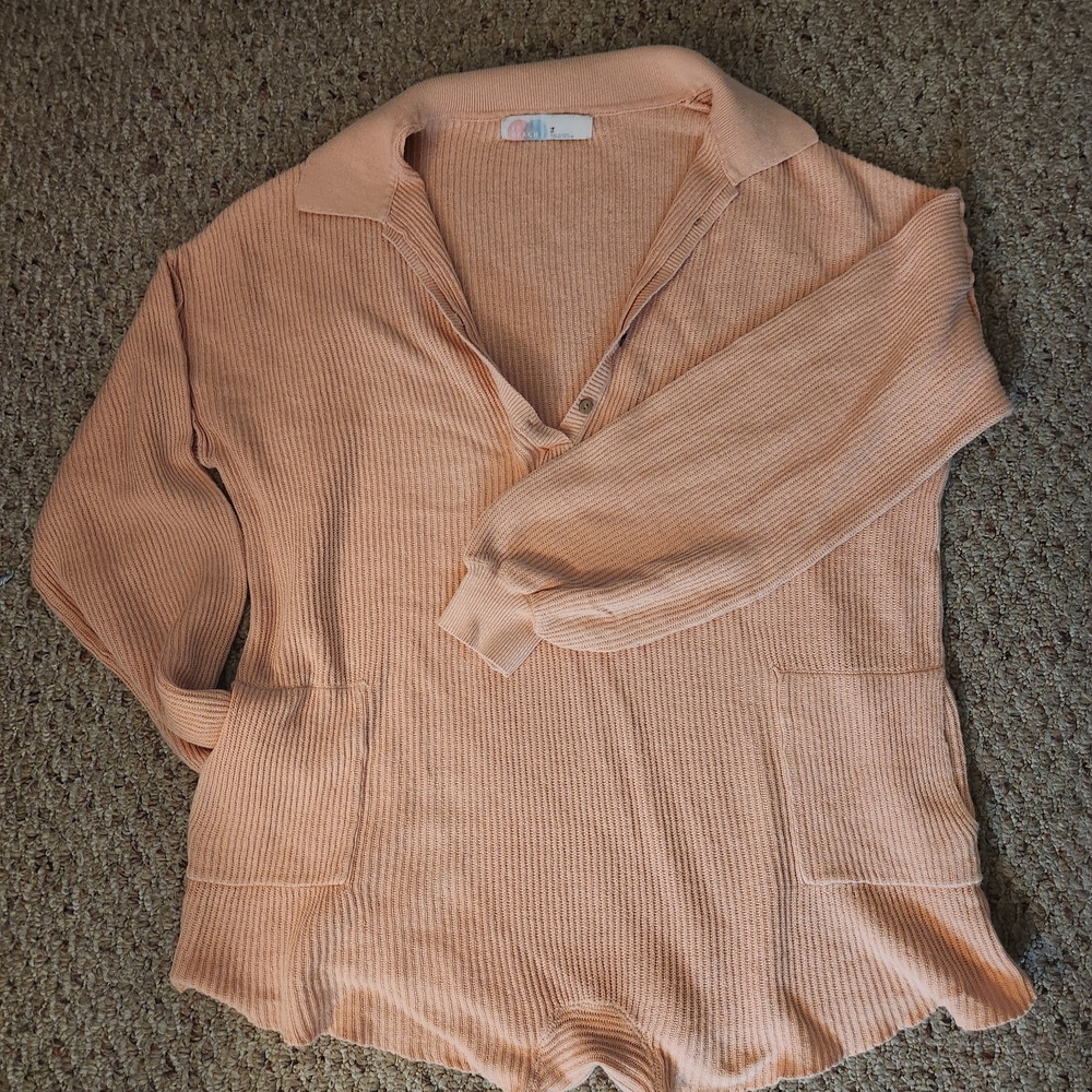 Free People Peach Ribbed Jumpsuit